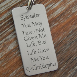 Engraved Aluminum Keychain, Stepdad Keychain, Personalized Keychain, Gift for Stepdad, Birthday, Father&#39;s Day, Gift from Stepdaughter/Son