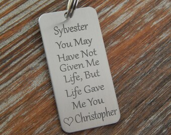 Engraved Aluminum Keychain, Stepdad Keychain, Personalized Keychain, Gift for Stepdad, Birthday, Father's Day, Gift from Stepdaughter/Son