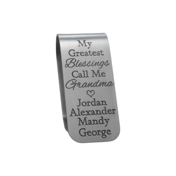 Grandma Car Visor Clip, Engraved Aluminum Visor Clip, Personalized, Gift for Grandma, Gift from Grandkids, Birthday, Mother's Day, Christmas