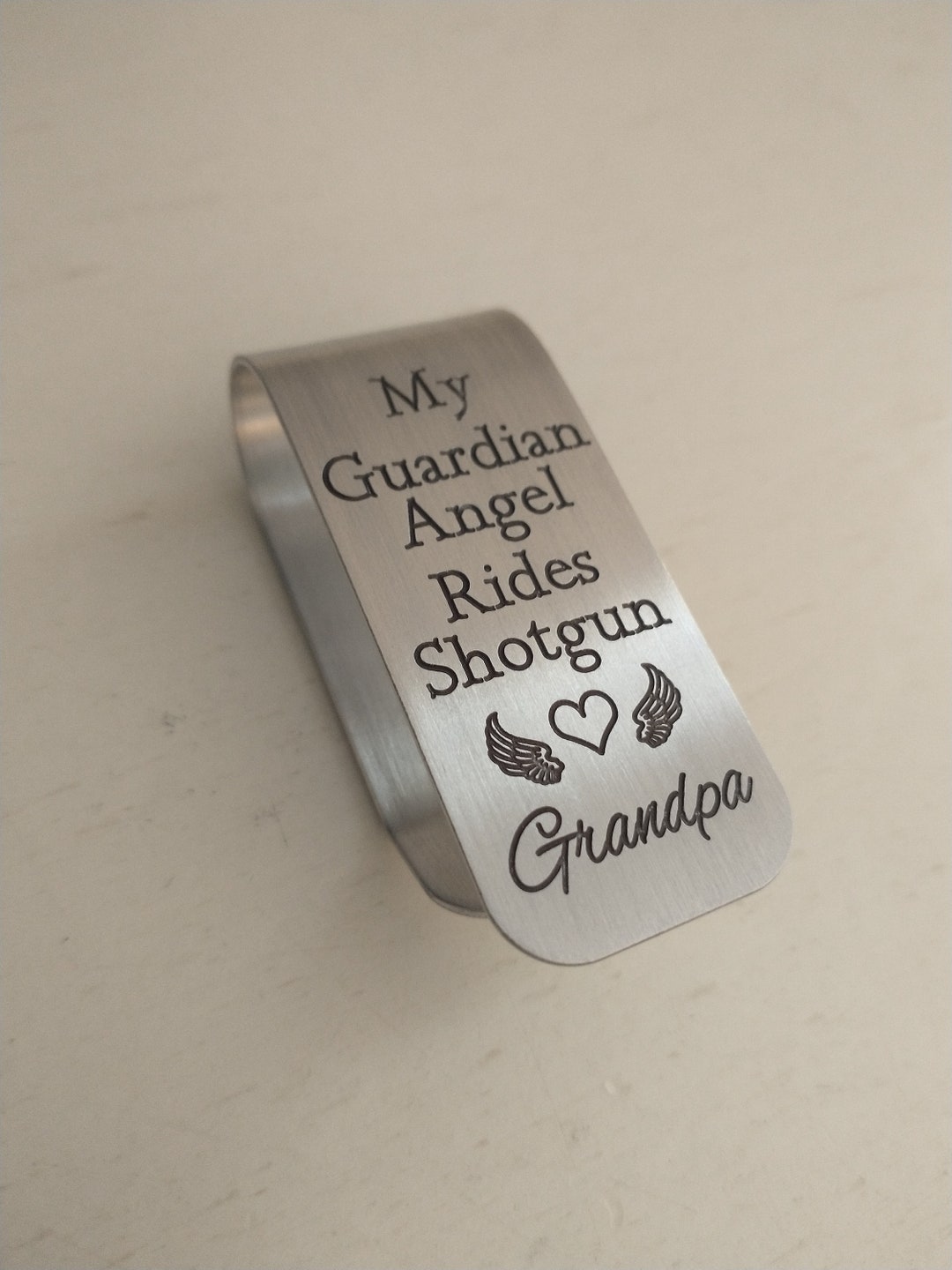 Guardian Angel Visor Clip, Engraved Aluminum Visor Clip, Gift for Loved