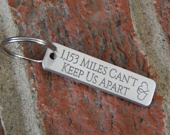 Engraved Aluminum Keychain, Long Distance Relationship, Customized Keychain, Gift for Boyfriend or Girlfriend, Anniversary, Valentine's Day