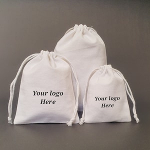 100 sacs à cordon en coton blanc, petits sacs en coton, sacs avec logo personnalisés, pochettes en coton, sacs cadeaux, sacs à bijoux