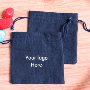 100 bolsa de algodón con cordón azul marino, bolsas personalizadas, bolsa con logotipo personalizado, bolsas para regalo de joyería, bolsas para monedas, bolsa para anillos, billetera de algodón