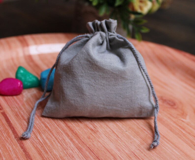 100 personalized drawstring gray cotton fabric pouches Etsy