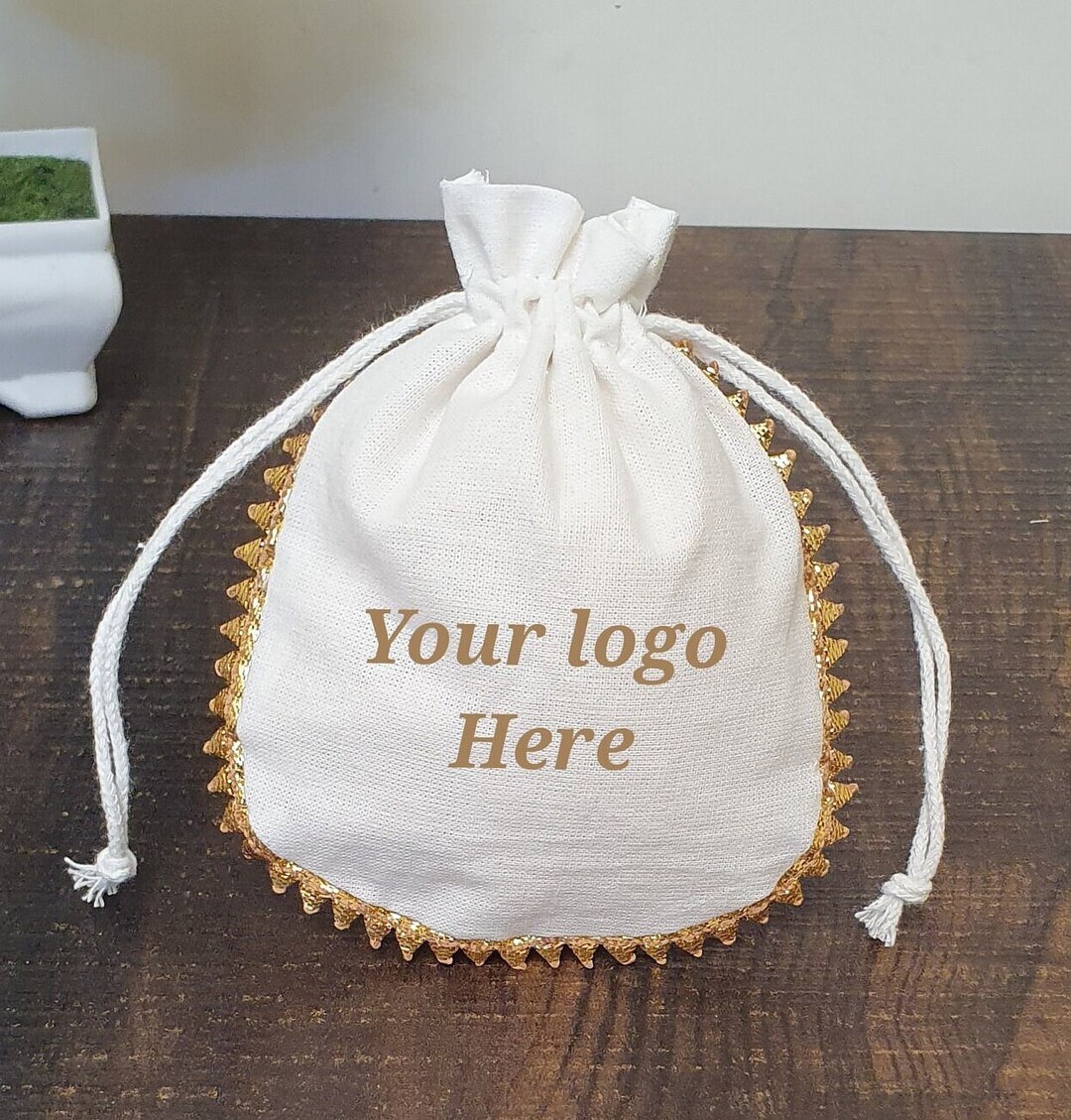 100 White Cotton Drawstring Pouches: Custom Logo Gift Bags - Etsy
