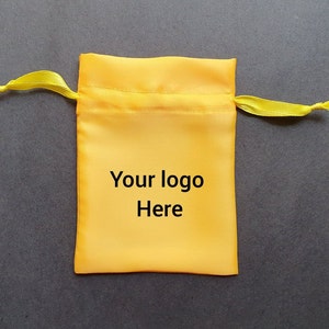 Set of 100 Drawstring yellow satin jewelry pouch for prefect jewelry packing, favor and gift purpose bags, custom logo pouch, logo bag