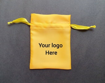 Set of 100 Drawstring yellow satin jewelry pouch for prefect jewelry packing, favor and gift purpose bags, custom logo pouch, logo bag