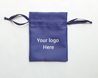 Set of 100 Navy Blue Satin Drawstring Pouch: Jewelry Favor Bags