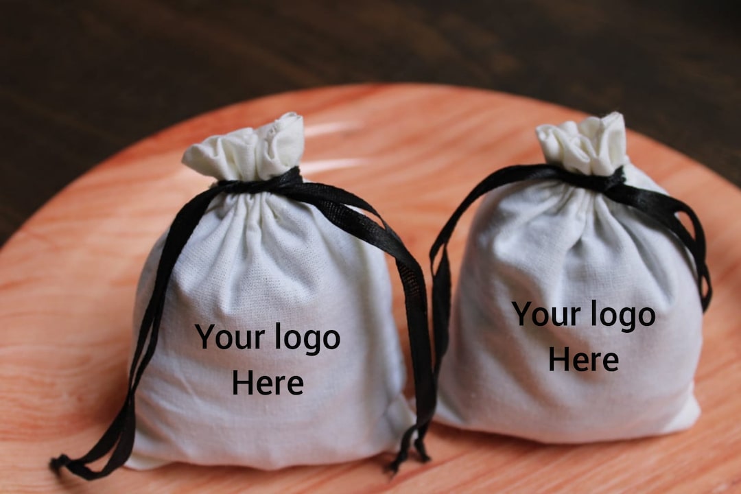 500 Personalized Cotton Drawstring Pouches: Logo Print, Jewelry Coin ...