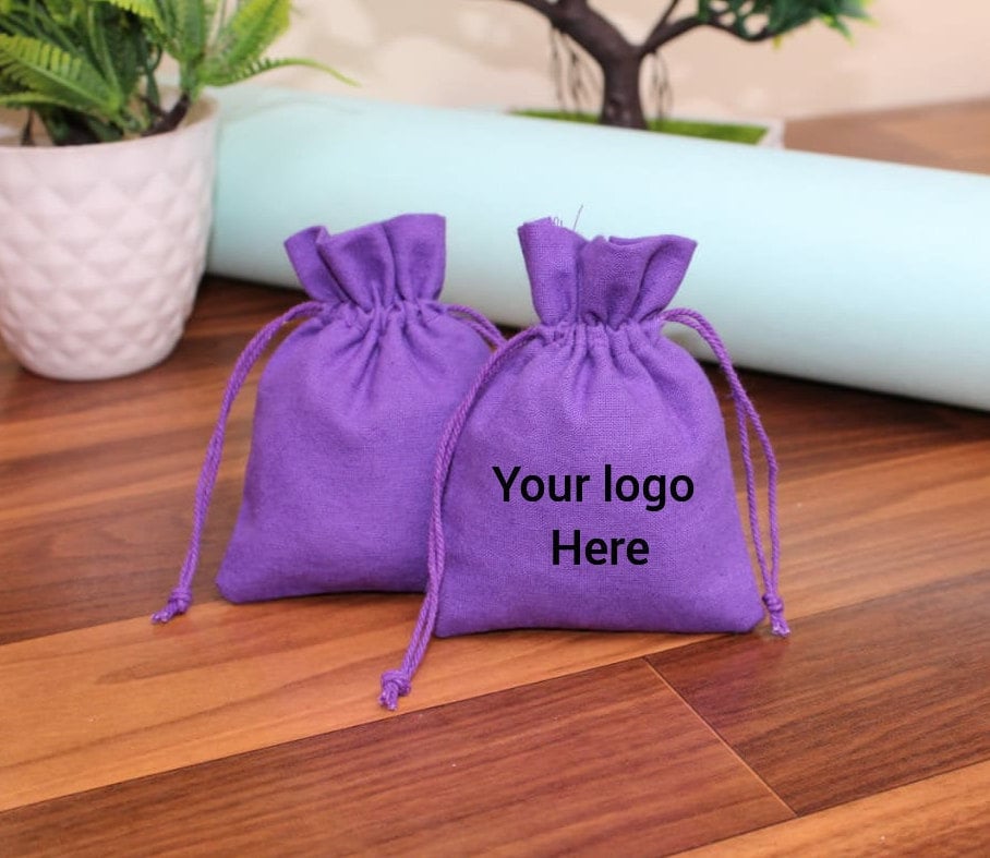 Set of 100 Personalized Drawstring Purple Color Cotton Fabric | Etsy