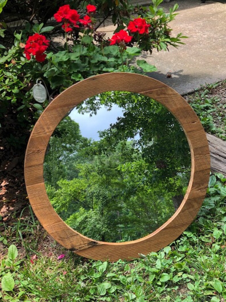 Mirror Wood Mirror Rustic Wood Mirror Round Mirror Etsy