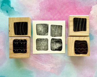 Ensemble de 4 tampons en caoutchouc vintage Timbre d’image de forme carrée fabriqué par Stampin Up