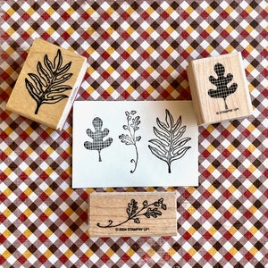 Set of 3 Fall Thanksgiving November Themed Leaf Image Design Vintage Stampin Up Rubber Stamps