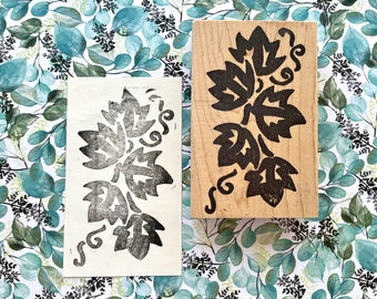 Large Vintage Floral Leaf Theme Rubber Stamp Vine of Leaves Image Made by Hot Potatoes