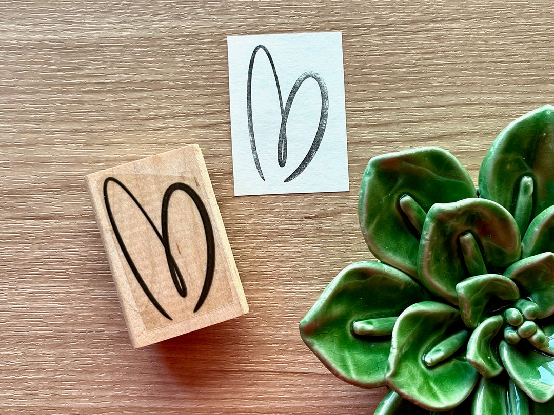 Vintage Rubber Stamp Heart Design Valentine's Day Love Theme Sketch