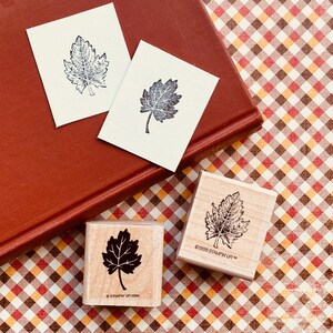 Set of Two Vintage 1990's Stampin Up Fall Leaf Leaves Wood & Rubber Stamps - LIKE NEW