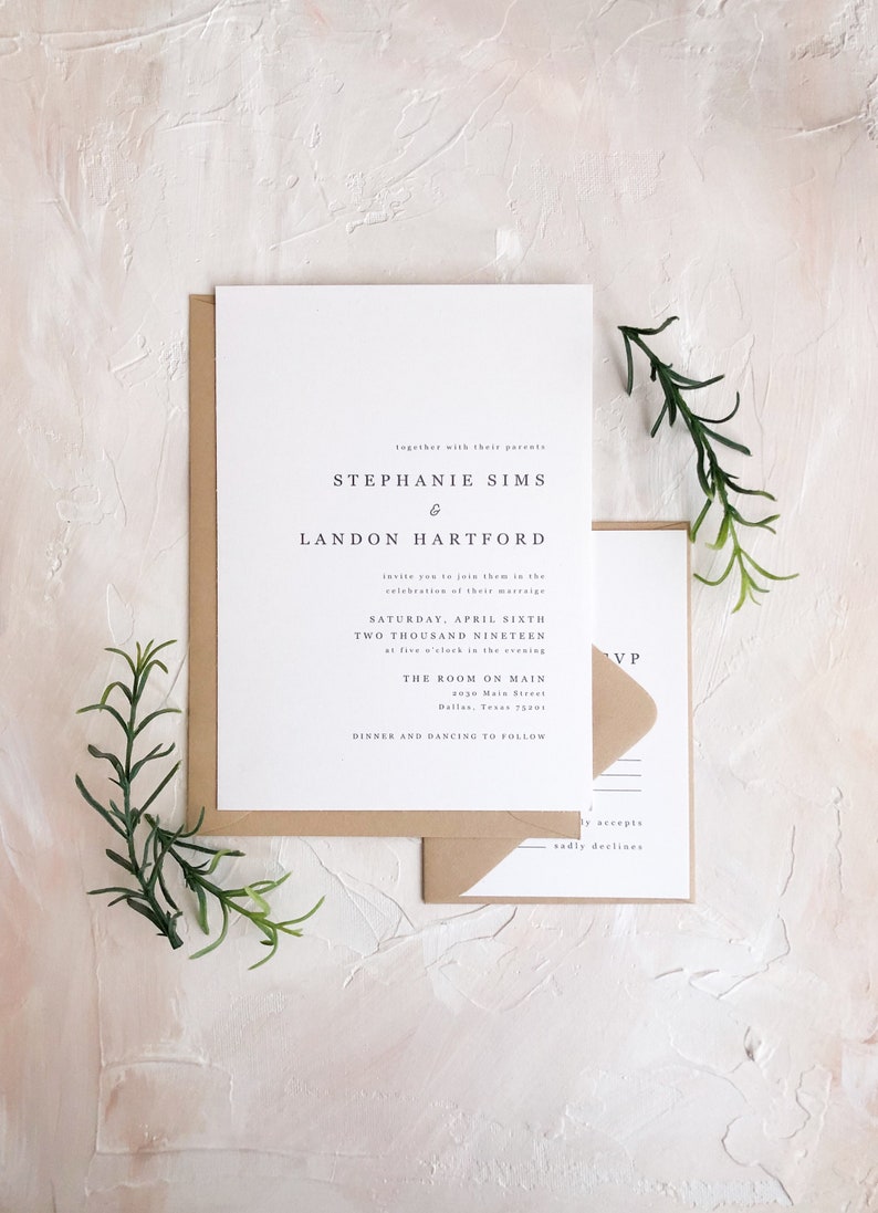 Minimal Wedding Invitation // Fine Art Wedding Invitation // Semi-Custom Invitation Suite // Wedding Invitation Suite // LITCHFIELD image 3