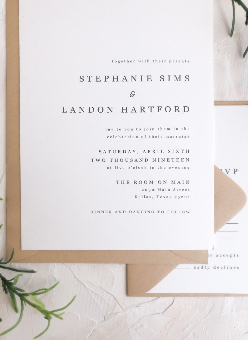 Minimal Wedding Invitation // Fine Art Wedding Invitation // Semi-Custom Invitation Suite // Wedding Invitation Suite // LITCHFIELD image 4