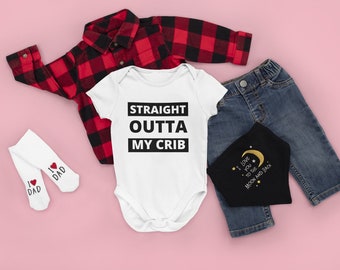 Straight Outta My Crib Onesie, Funny Baby Onesie, Funny Baby Gift, Baby Gift, Cool Kid Onesie