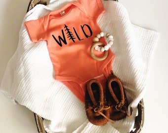 Wild child onesie, wild onesie, adventure onesie, summertime onesie, bold colored onesie, wild baby, birthday onesie