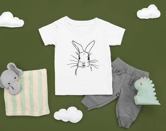 Girls Bunny Tee, Little Bunny Shirt, Kids Bunny Shirt, Boho Bunny Shirt, Chemise Tendance