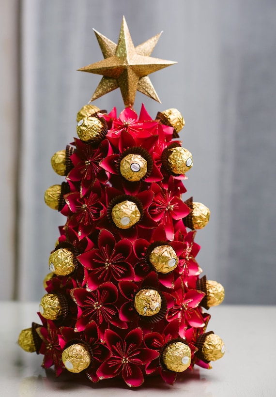 Albero Di Natale Origami.Albero Di Natale Origami Fiore Albero Di Natale Di Ferrero Etsy