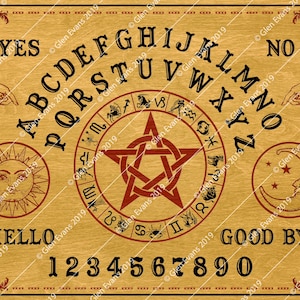 Instant Download High-Res Wiccan Pentangle Astrological Wooden Spirit Board (Talking Board, Ouija Board) PDF