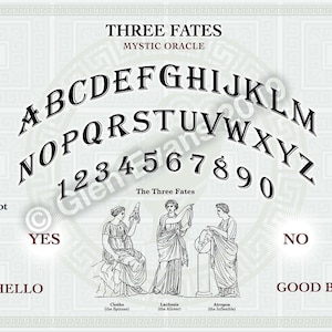 Instant Download High-Res &quot;Three Fates&quot; Oracle Greek Mythology Themed Spirit Board (Talking Board, Ouija Board) PDF
