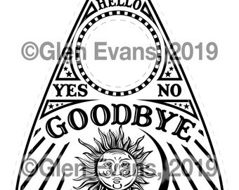 Instant Download High-Res PDF Planchette Design in Beautiful Black and White for your Spirit Board (Talking Board, Ouija Board)