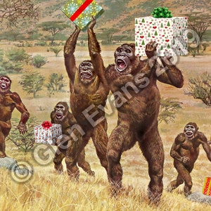 Christmas Card for the Paleoanthropologist &quot;Have a Homo Habilis Christmas&quot; Fossils, Paleontology, Dinosaurs, Prehistoric, Make Your Own