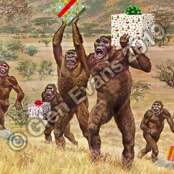 Christmas Card for the Paleoanthropologist "Have a Homo Habilis Christmas" Fossils, Paleontology, Dinosaurs, Prehistoric, Make Your Own