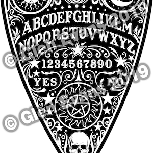Instant Download Ornate High-Res PDF Planchette Design in Black and White for your Spirit Board (Talking Board, Ouija Board)
