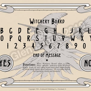 Instant Download Hi-Res Antique 1920 &quot;Witchery Board&quot; Ouija Board with Image of Witch (Spirit Board, Talking Board,) PDF
