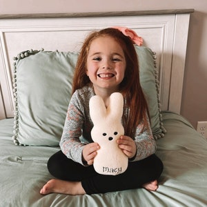 Custom Marshmallow Bunny Plush Toy, custom easter bunny, custom stuffed bunny, easter basket stuffer, bunny plushie, bunny plush baby gift