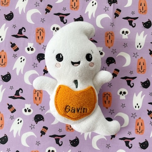 Custom Ghost stuffie, personalized ghost toy, boo basket, kids halloween, halloween gift, halloween plush, ghost plush, stuffed ghost toy zdjęcie 2