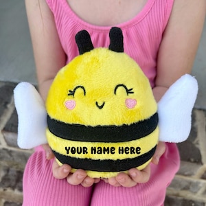 Custom Honeybee Plush – Personalized Bee Stuffed Toy – Soft Minky Fleece – Baby Shower Gift – Gender Reveal Keepsake