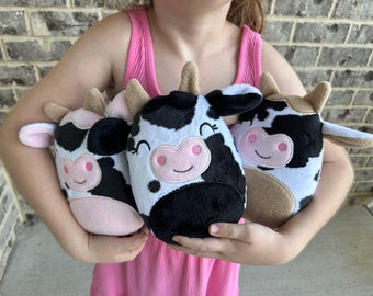 Personalized Minky Cow Plush: Custom Embroidered Farm Nursery Decor