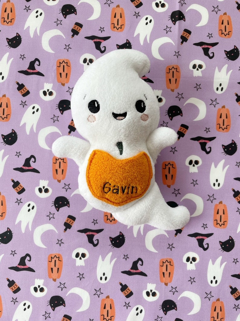 Custom Ghost stuffie, personalized ghost toy, boo basket, kids halloween, halloween gift, halloween plush, ghost plush, stuffed ghost toy zdjęcie 2