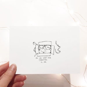 Juego de tarjetas CAT de TARJETAS HOLIDAYCARDS mínimas - Descarga DIGITAL instantánea - ilustraciones hechas a mano