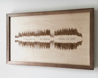 Engraved Sound Wave Wall Hanging - Customized to your favorite song or audio file