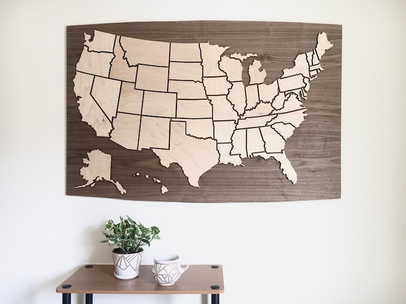 Customizable US Travel Map Magnetic Wood Pieces for Ongoing Personalization image 1