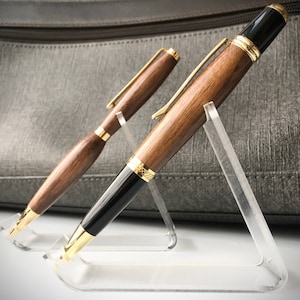 Walnut Wood Pen Hand Turned, Executive and Slimline Set (1 of each)