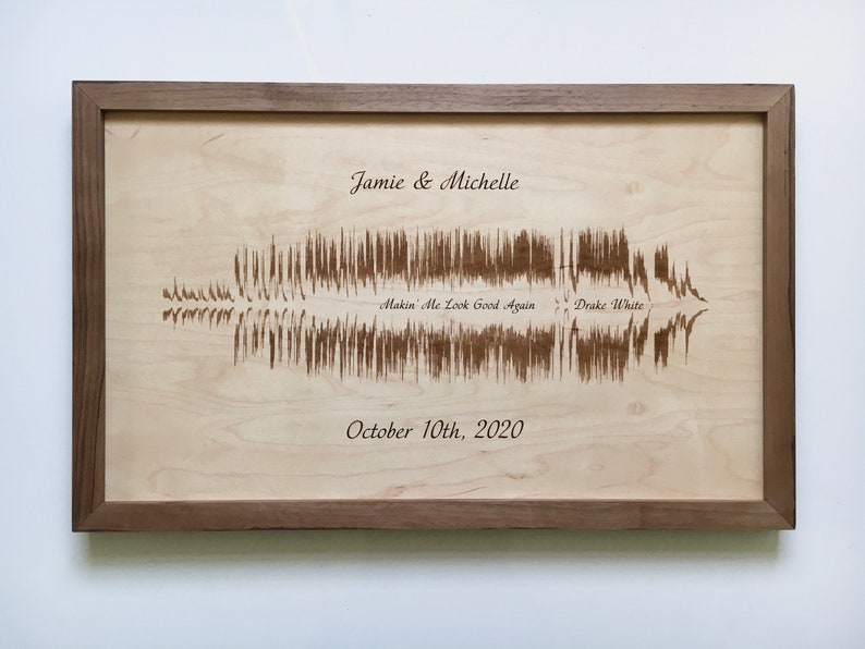 Engraved Sound Wave Wall Hanging Customized to your favorite song or audio file image 2