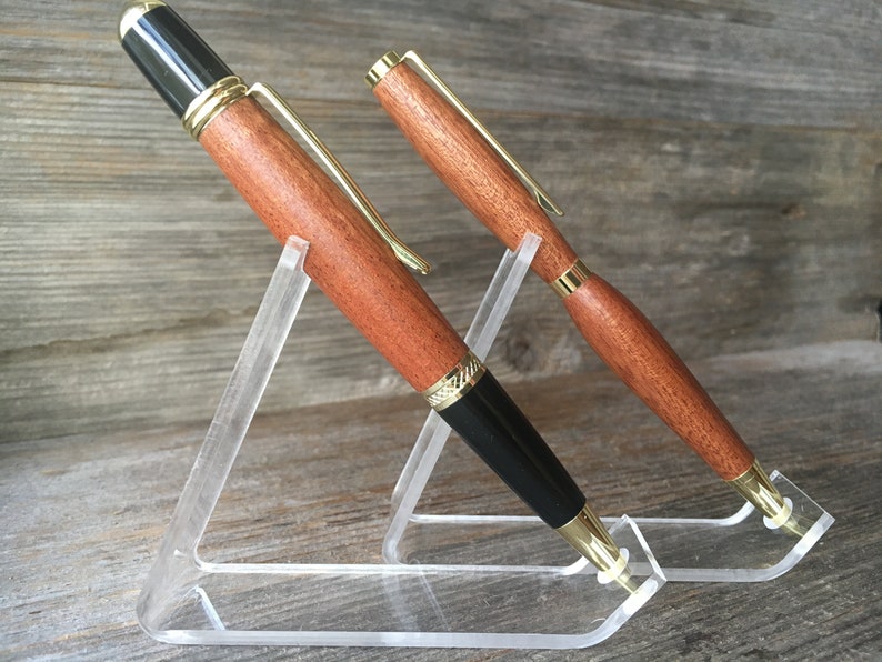 Sapele Wood Pen Hand Turned, Executive and Slimline Set (1 of each)