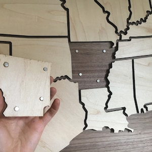 Customizable US Travel Map Magnetic Wood Pieces for Ongoing Personalization image 3
