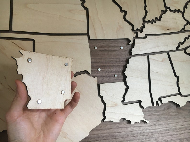 Customizable US Travel Map Magnetic Wood Pieces for Ongoing Personalization image 3