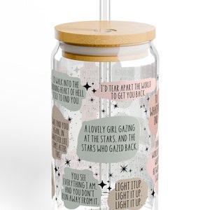 Sarah J Maas Fan Gift ACOTAR Iced Coffee Glass Soda Can Fan Favorite Quotes from ACOTAR, TOG and Crescent City Birthday Gift for Book Lovers