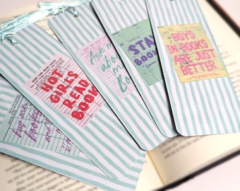 Book Club Bookmark Set Library Card Aesthetic |Cute Pink Coquette Reading Gift Pastel Bookish Accessory Group Reading Favor
