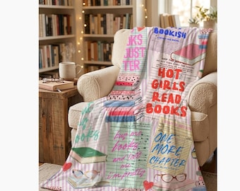 BookTok Reader Blanket, Cozy Reading Aesthetic Throw, Romance Reader Gift, Book Lover Cozy Blanket, Just One More Chapter Reading Gift