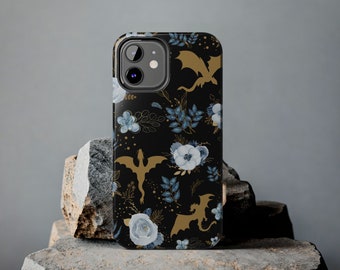 Whimsical Dragon Flower Phone Case for iPhones & Samsung Models Case Fantasy Dragon Phone Case Gift for Book Lovers Book Phone Case